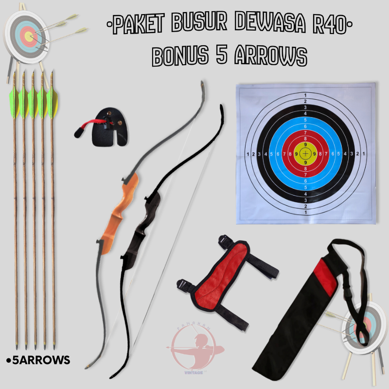 Set Lengkap Olahraga Panahan Dewasa Paket Busur Panah Dewasa Bonus 5 Arrow
