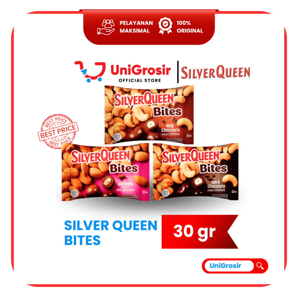 [UniGrosir] SILVER QUEEN BITES DARK CHOCO - CASHEW - ALMOND MILK COKLAT~ 30 gr