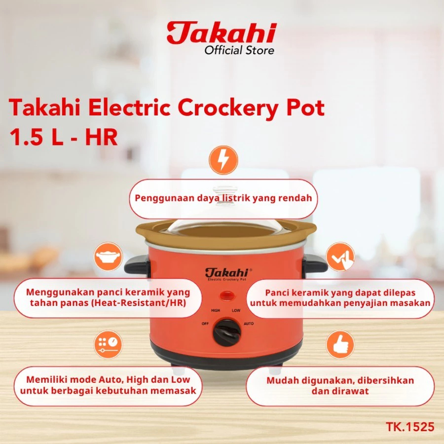 TAKAHI SLOW COOKER 0,7 LITER /  TAKAHI SLOW COOKER ELECTRICAL  CROCKERY POT 1.5 LITER / 3 LITER / 5 