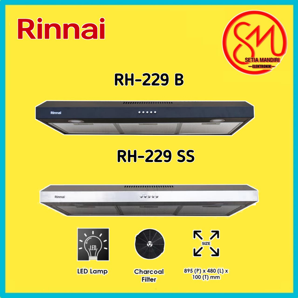 Rinnai RH-229B I RH-229SS Cooker Hood Penghisap RH 229 B / RH 299 SS