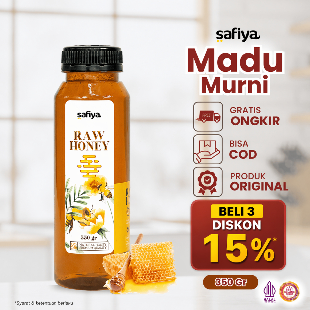 Safiya Madu Murni 350 Gram Multiflora Raw Honey Asli Premium