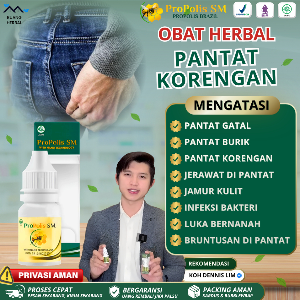 Propolis SM Obat Tetes Atasi Pantat Korengan, Pantat Gatal, Pantat Burik, Pantat Korengan, Jerawat D