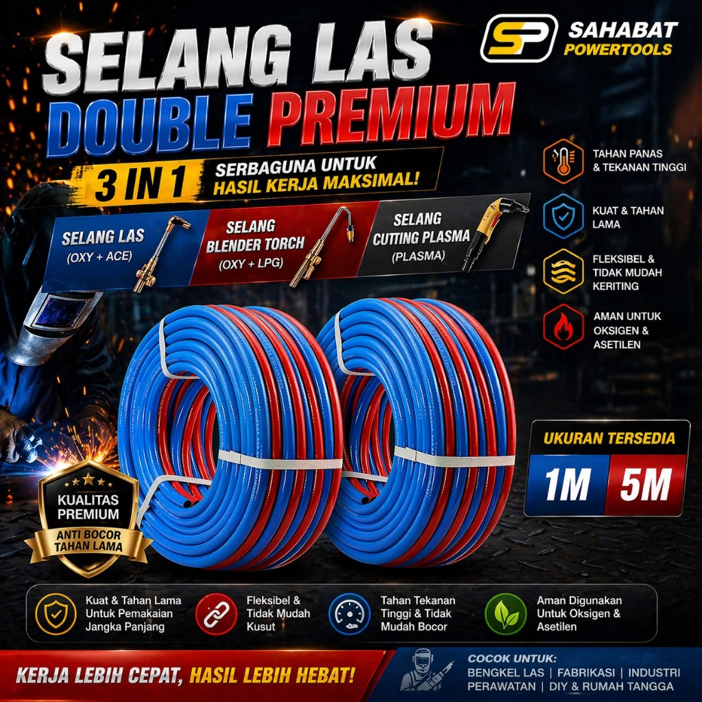 PROMO Selang Las Double TROMP TWIN HOSE WELDING Selang Blender Las Potong Selang Las Oxygen LPG