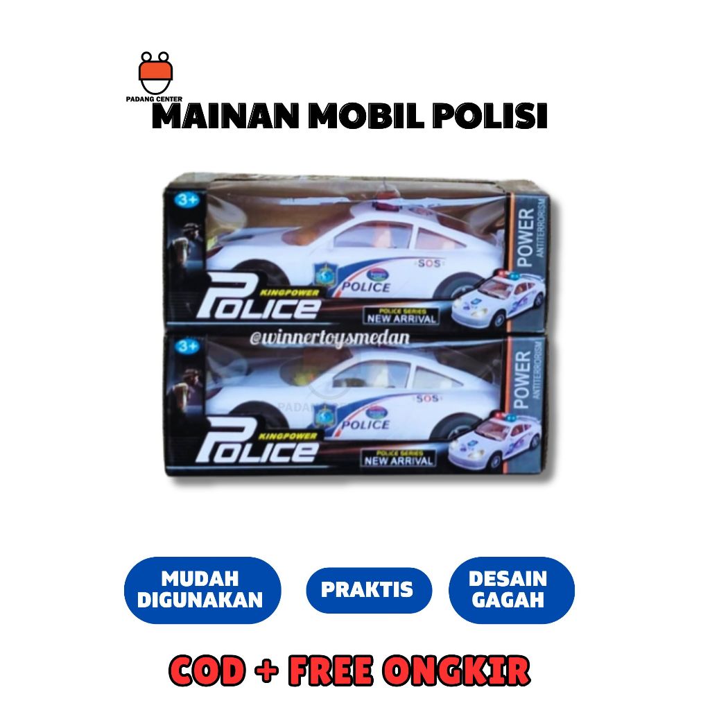 MAINAN MOBIL POLISI KING POWER SIRINE LAMPU BATERAI MOBIL POLISI ANAK