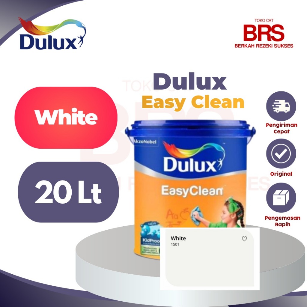 Cat Dulux EasyClean 20L - Brilliant White 1501 (Putih Bersih)