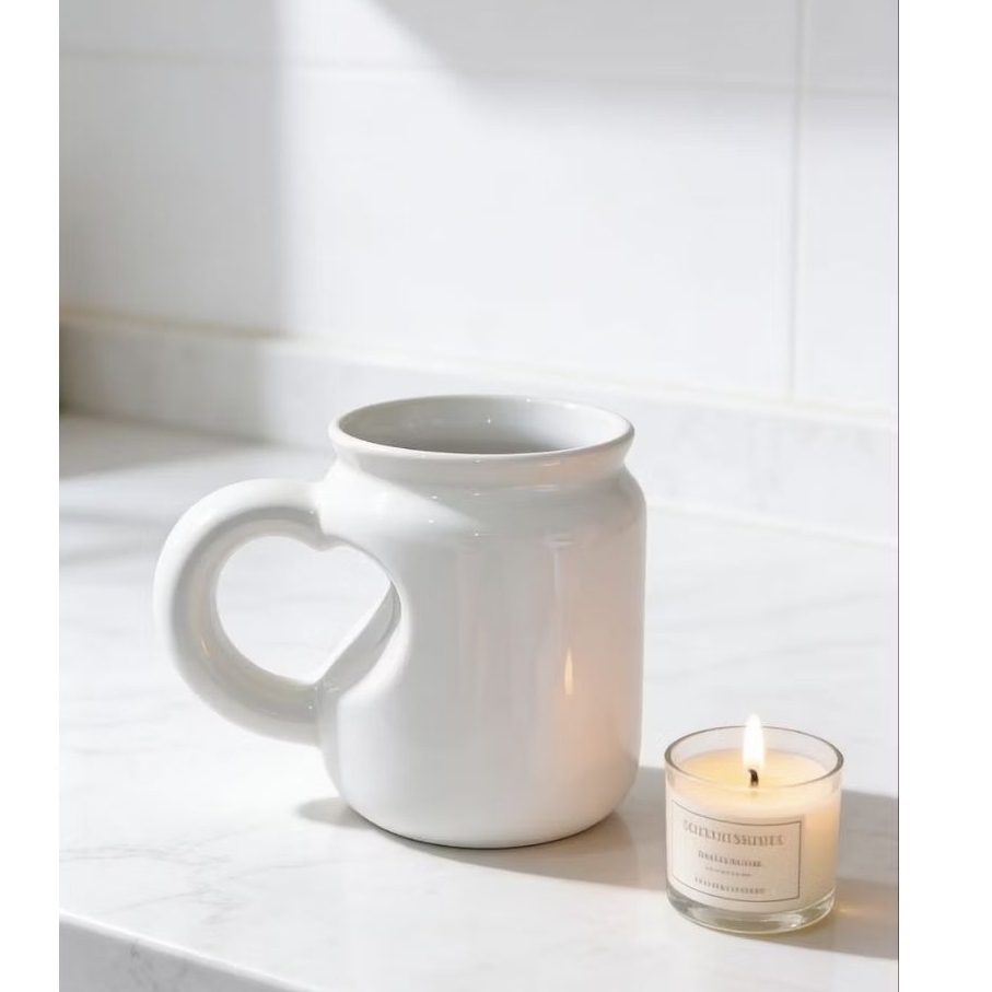 Gelas keramik design love unik-Mug keramik love design klasik,aesthetic dan cantik