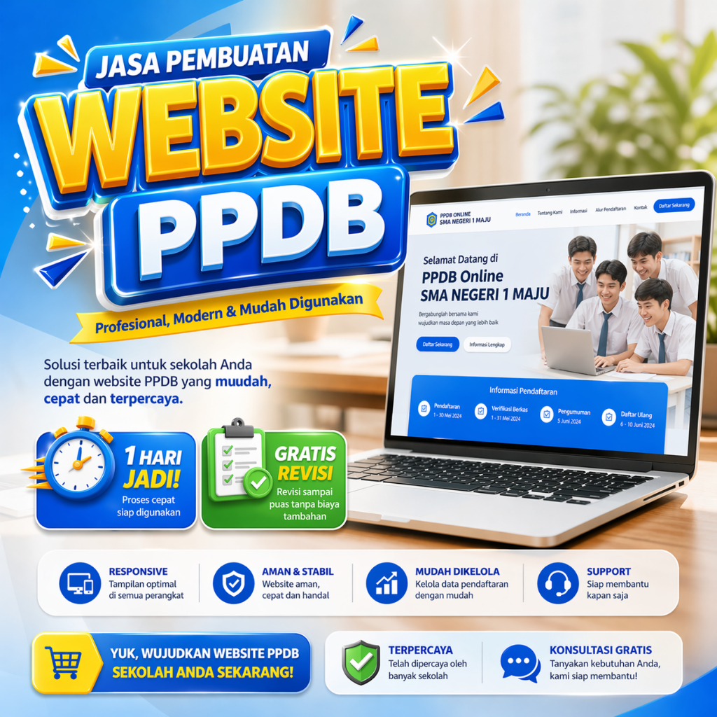 Website PPDB I Jasa Buat Website PPDB I Jasa Buat Website Gratis Domain & Hosting