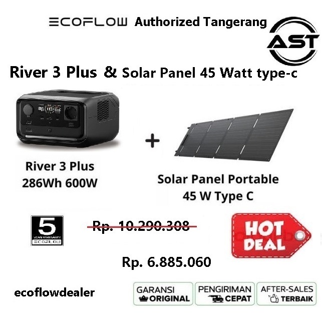 Bundle EcoFlow River 3 Plus 600W UPS dengan Solar Panel EcoFlow
