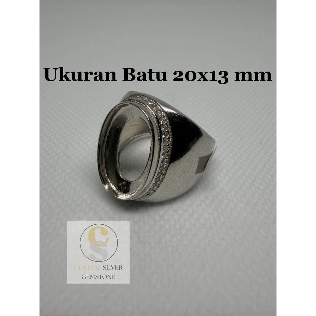 Emban Cincin Silver 925 pria untuk batu akik [Ukuran 20x13 mm]