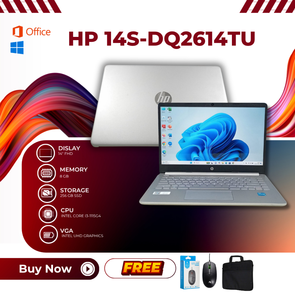 Laptop HP 14s-DQ2614TU Intel Core i3 Gen 11 Ram 8 GB