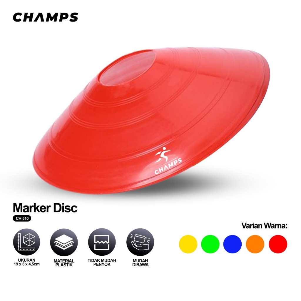 CHAMPS Cone Marker Kerucut Sepak Bola Murah – Penanda Latihan Futsal & Olahraga Outdoor Anak Dewasa