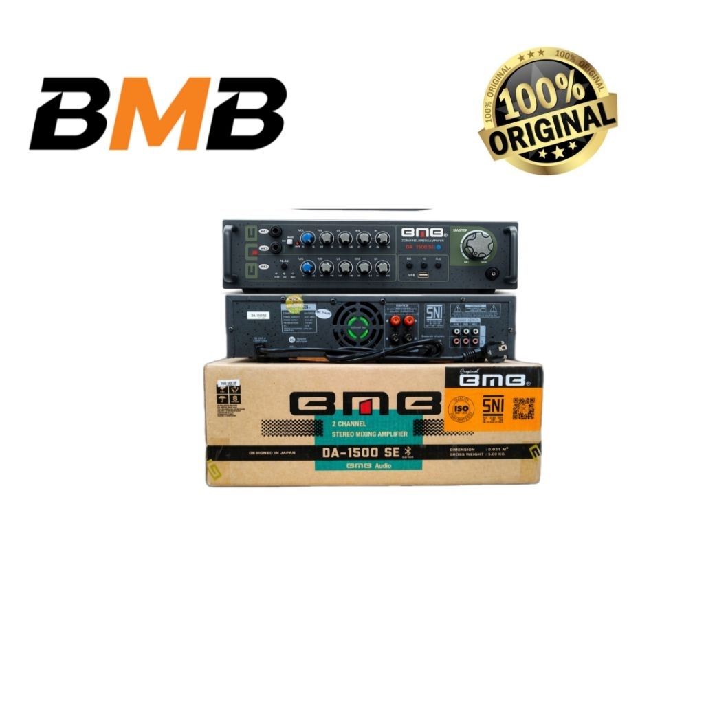 GOSEND Paket Karaoke Speaker BMB 8 inch - Ampli Mixer BMB - 2 Mic Wireless BMB Komplit Set BMB Cocok