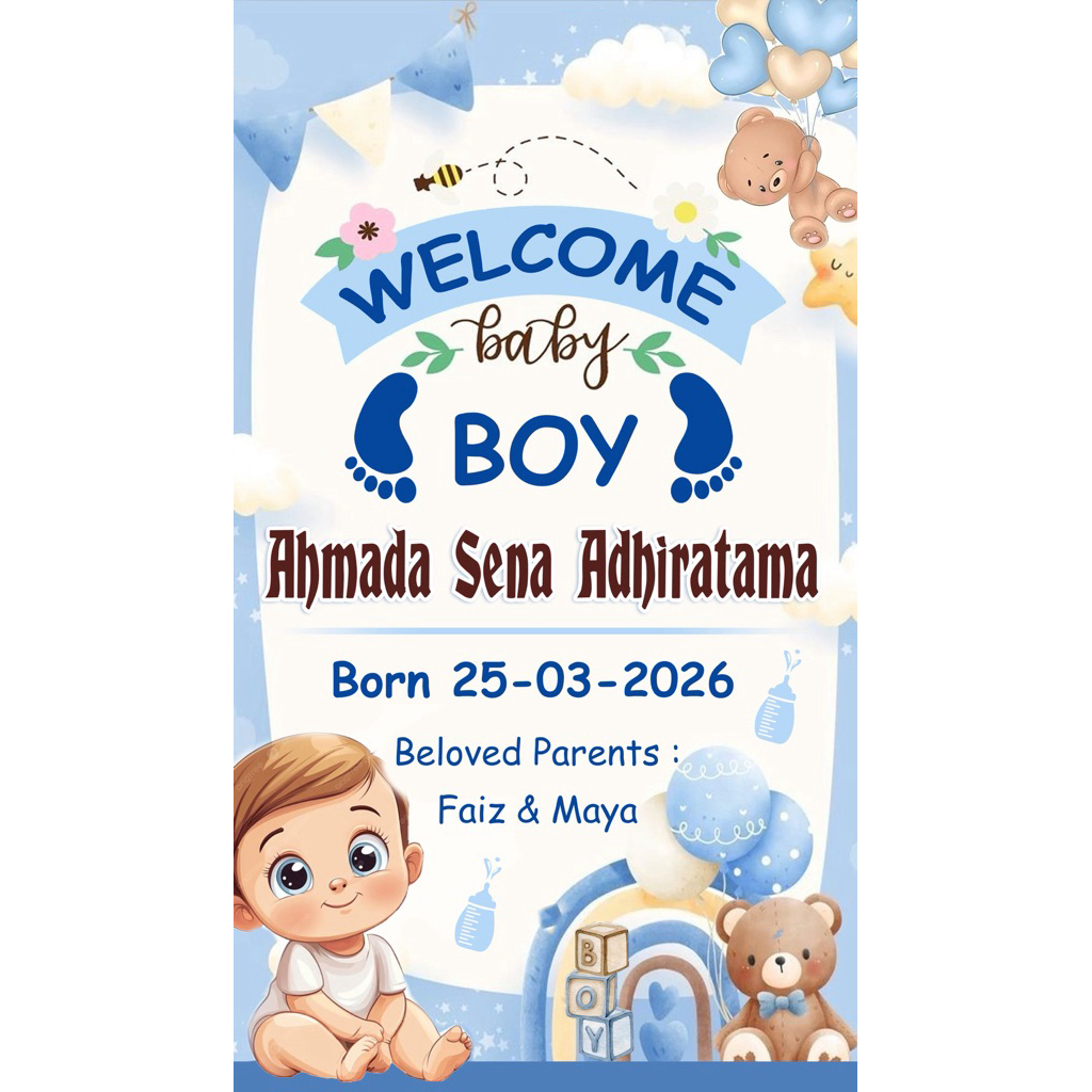 CUSTOM Hang tag Isi  25 | Welcome Baby Born | Hang tag souvenir bayi baru lahir | Hang tag Hampers