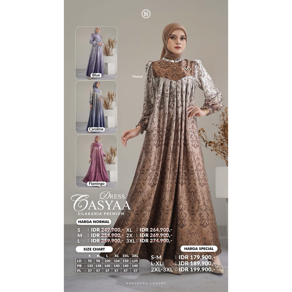 BISA COD  - CASYAA DRESS/MIDI GAMIS MEWAH DRESS MOTIF NADHEERA LUXURY-INAYAH HIJAB
