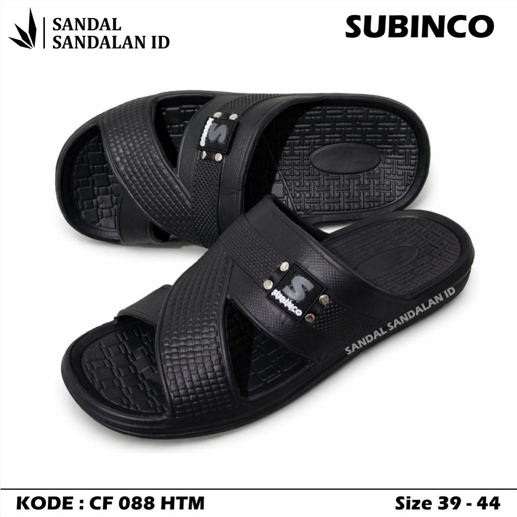 SUBINCO Sandal Selop Pria Terbaru Sandal Selop Karet Slip On Cowok Dewasa Subinco CF 088 HITAM
