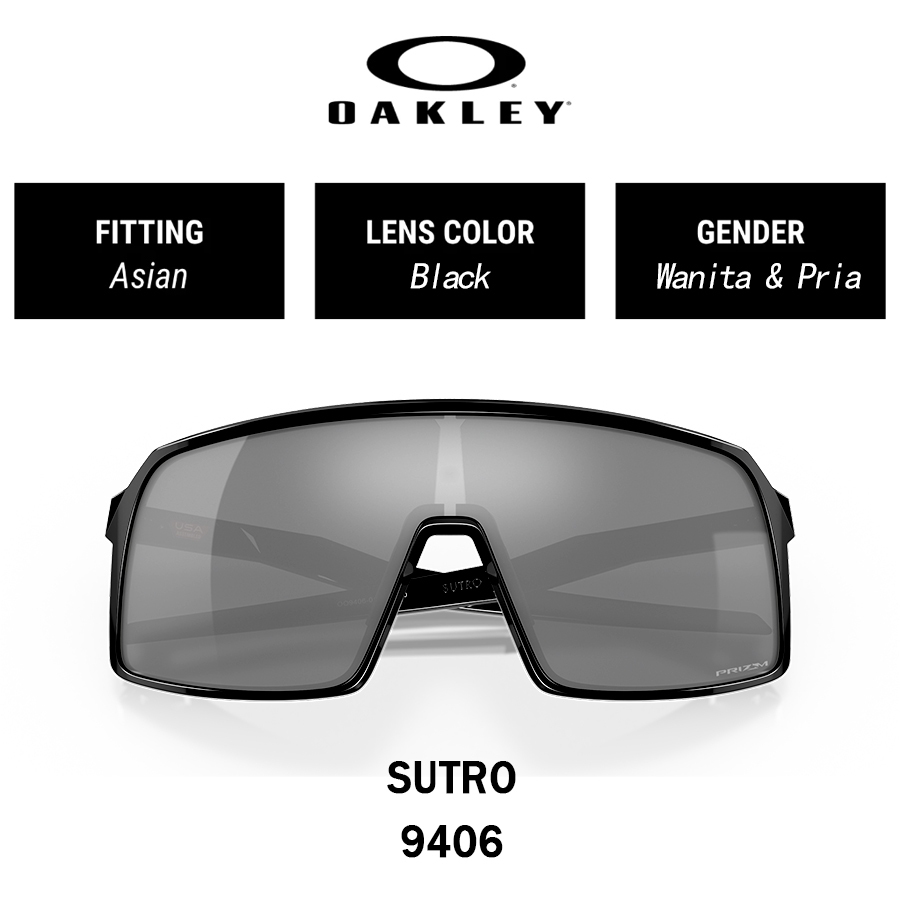 Asli OAKLEY SUTRO 9406 Kacamata Hitam Persegi Panjang Prizm ™ Black Wanita Pria Sunglasses Original 