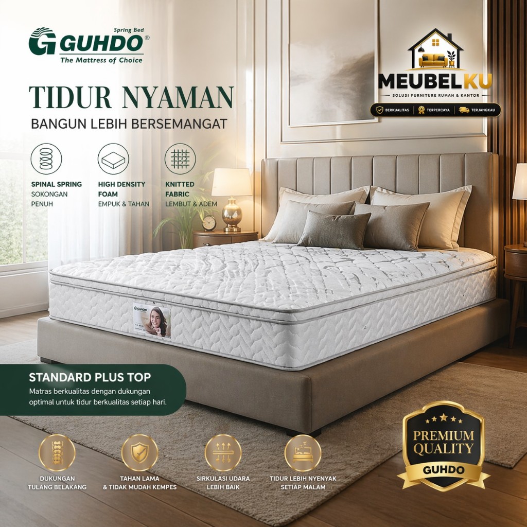 Spring Bed GUHDO Standard Plus Top Kasur Empuk Medium Nyaman Original 160x200