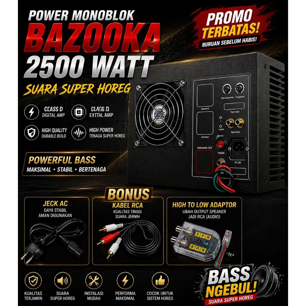 Power Monoblock Bazooka Class D Original