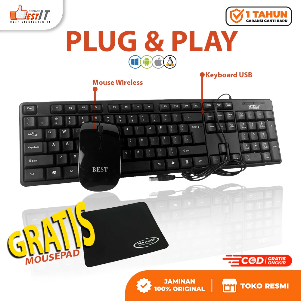 Keyboard USB Standar Ergonomis Slim Desain Tipis Nyaman untuk Komputer