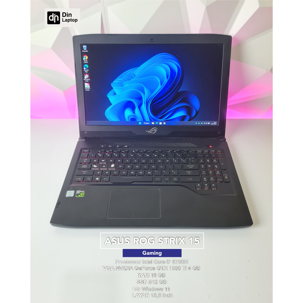 Asus ROG Strix 15 Core i7 8750H Nvidia GTX 1050Ti RAM 16 GB SSD 512 GB | Bekas