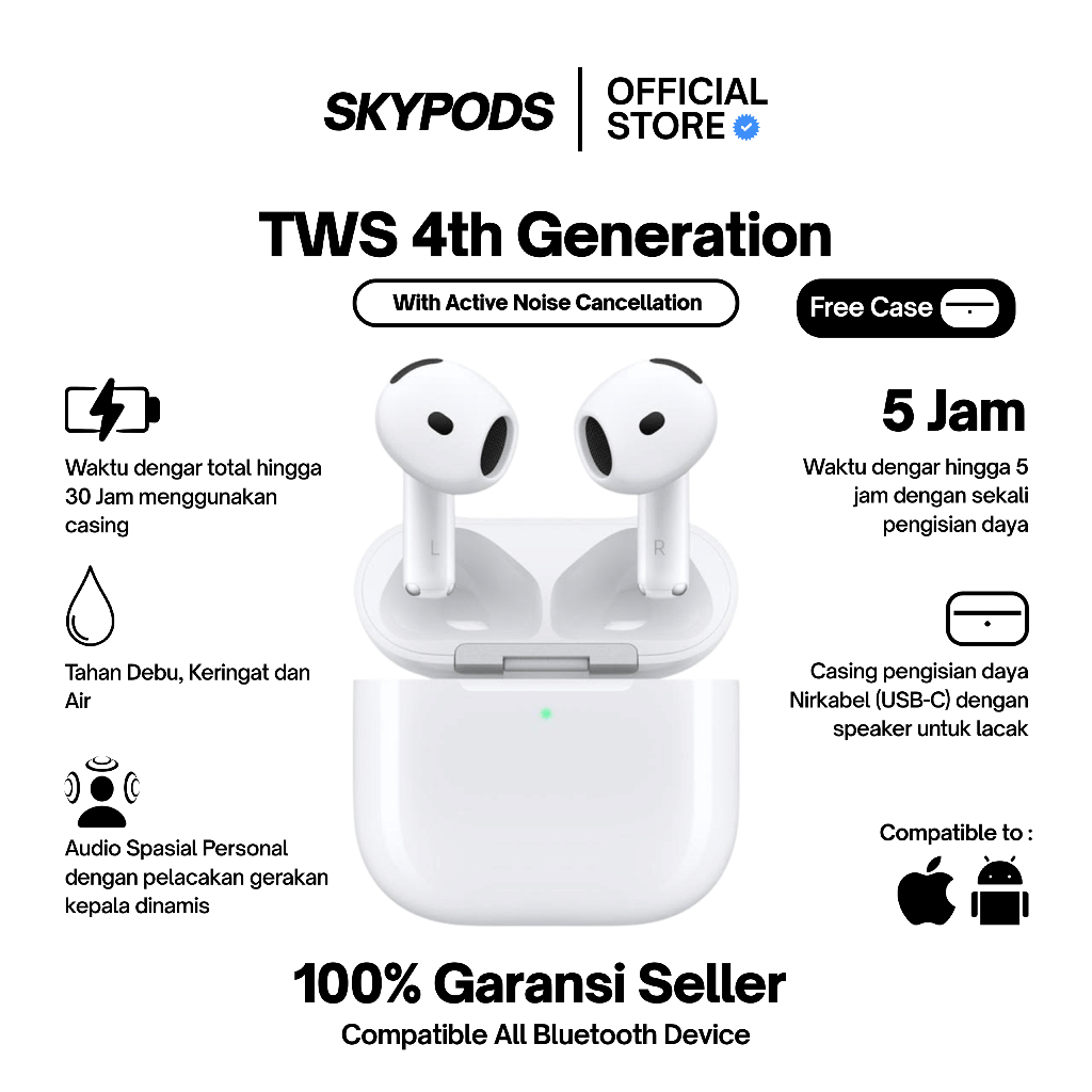 SkyPods GEN 4 Wireless Bluetooth Earphone TWS Mini Earbuds Headphone With Pop Up Animation by Skypod