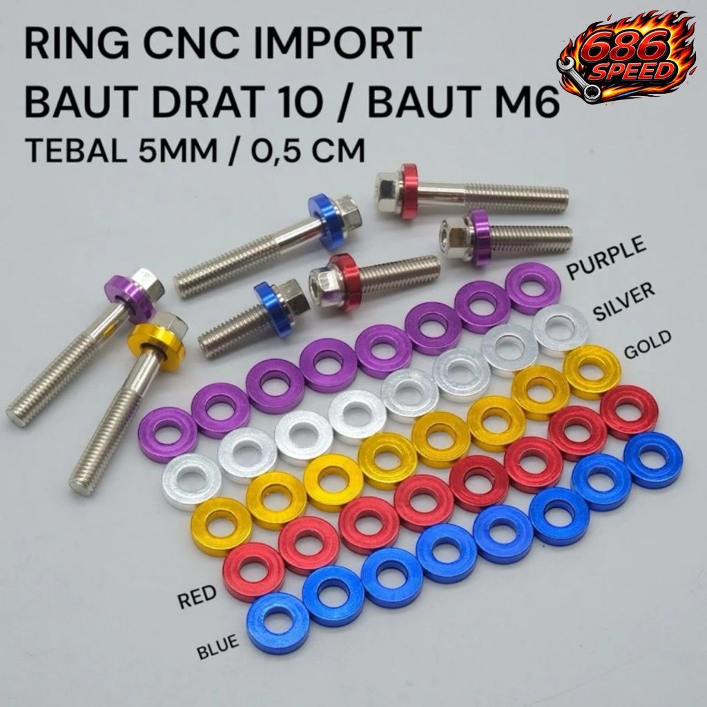 RING BAUT CNC IMPORT TEBAL UNTUK BAUT UKURAN 10 M6 ring cvt cnc ring boston ring baut 10 pemanis cvt