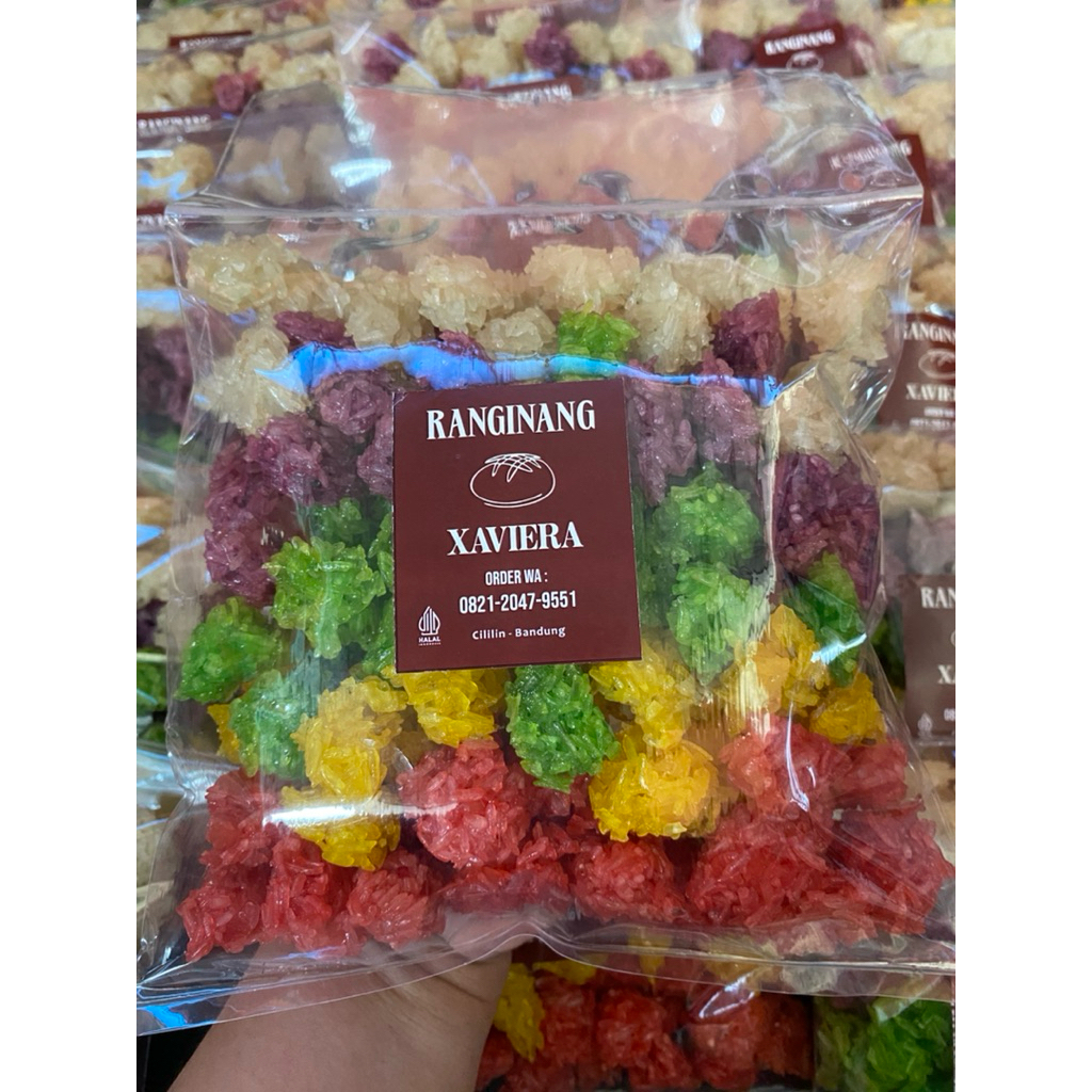 Rengginang mini rainbow 100% beras ketan asli ranginang warna warni kecil gurih