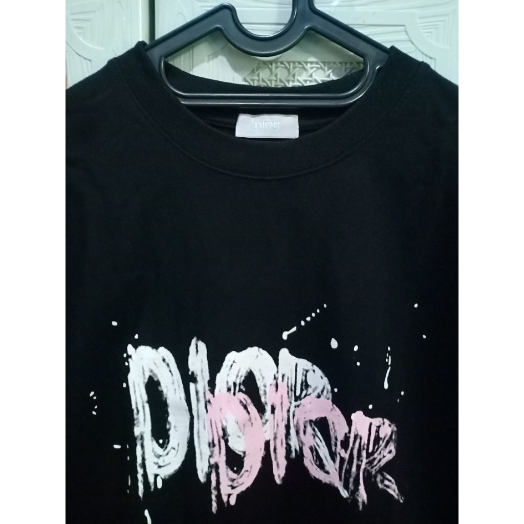 T-shirt Dior - T-shirt short sleeve Oversize T-shirt Unisex Text Print Atasan Pria & Wanita Oversize