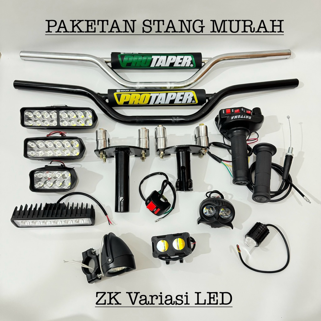 Paket Paketan Stang Trail model CRF Adaptor Dudukan Motor gasspontan 3 tombol saklar on off free lam