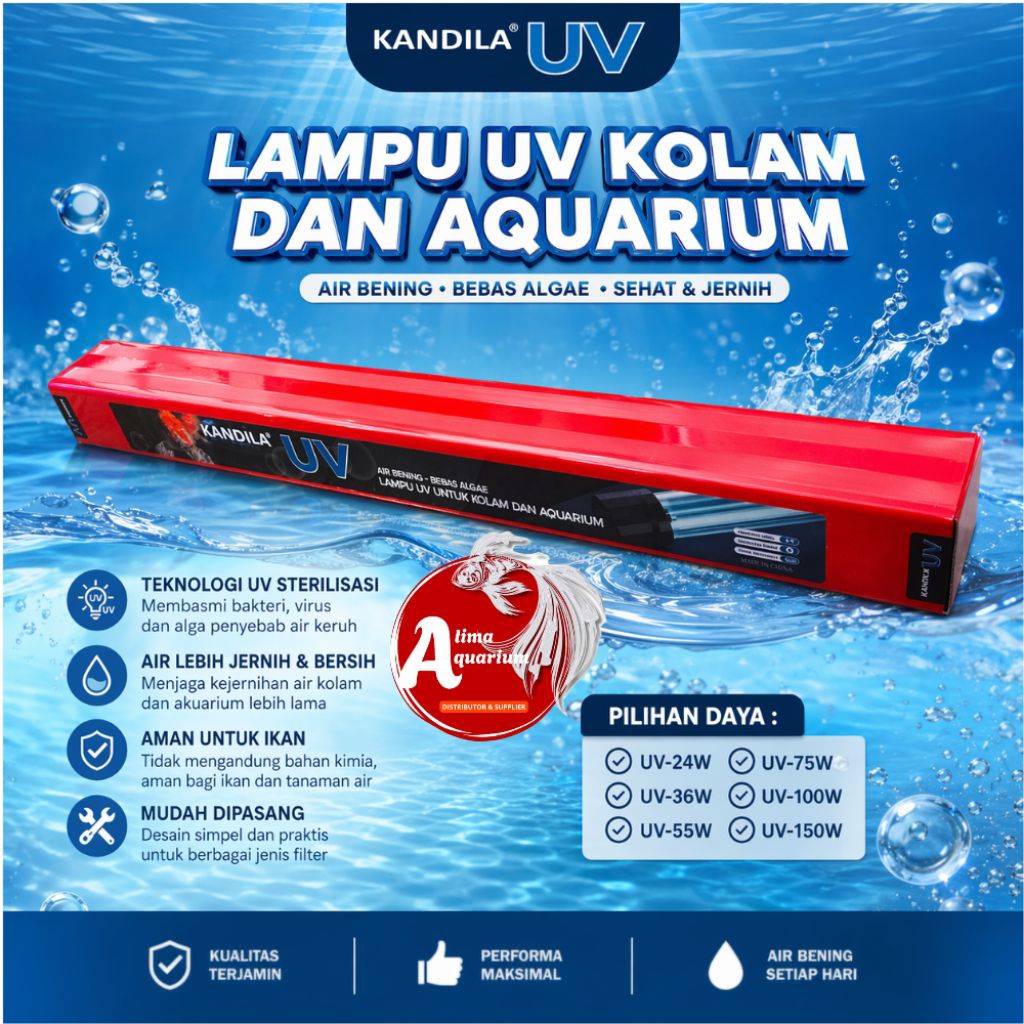 Lampu UV Sterilisasi KANDILA UV 24W 36W 55W 75W 100W 150W Led UV Aquarium Anti Lumut Bakteri
