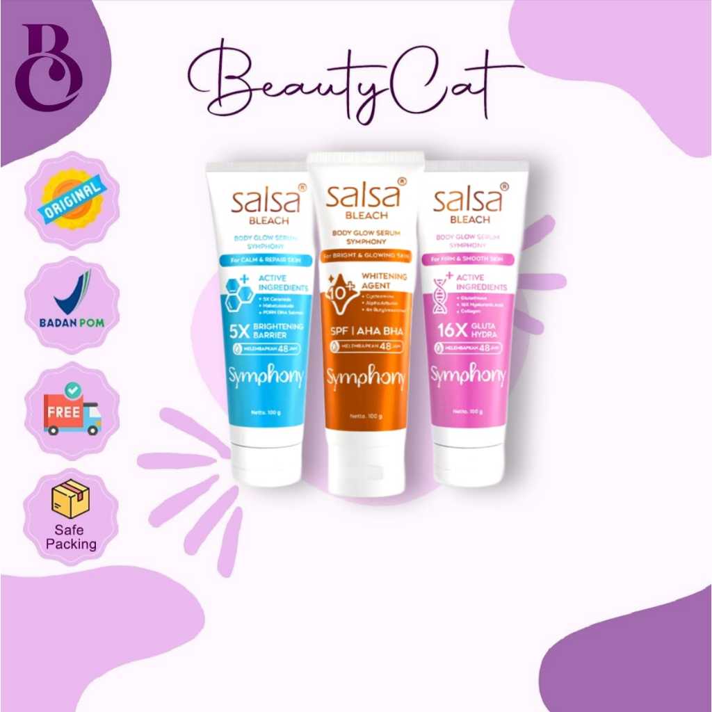 Salsa Bleach Body Glow Serum Symphony 100g| Hand Body Lotion 5x Brightening Barrier| Whitening Agent
