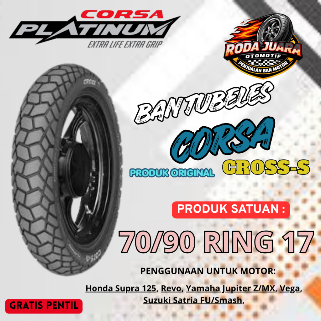 Ban Corsa Cross S 70/90-17 Tubeless Original Ban Motor Trail Ring 17