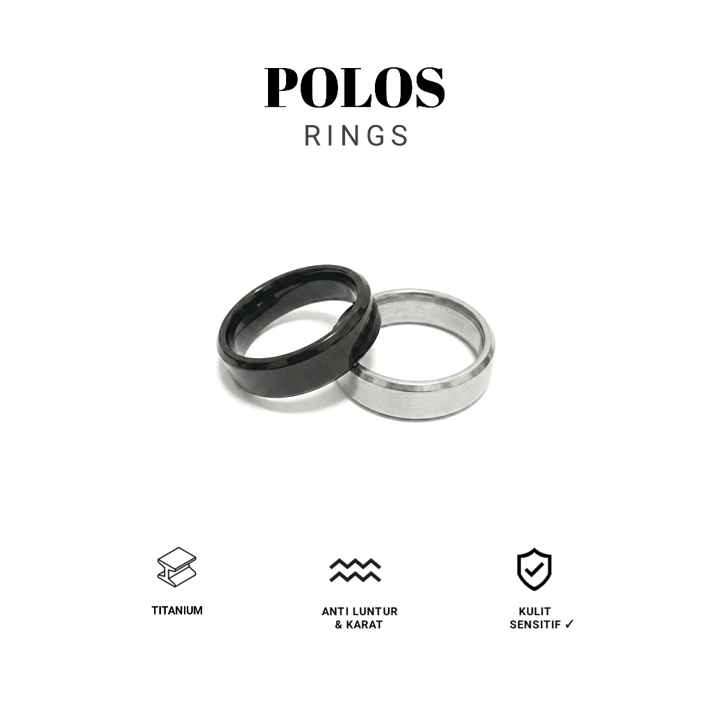 Herauve Cincin Hitam Silver Polos Cincin Titanium Polos Cincin Titanium Polos Anti Karat Titanium Je