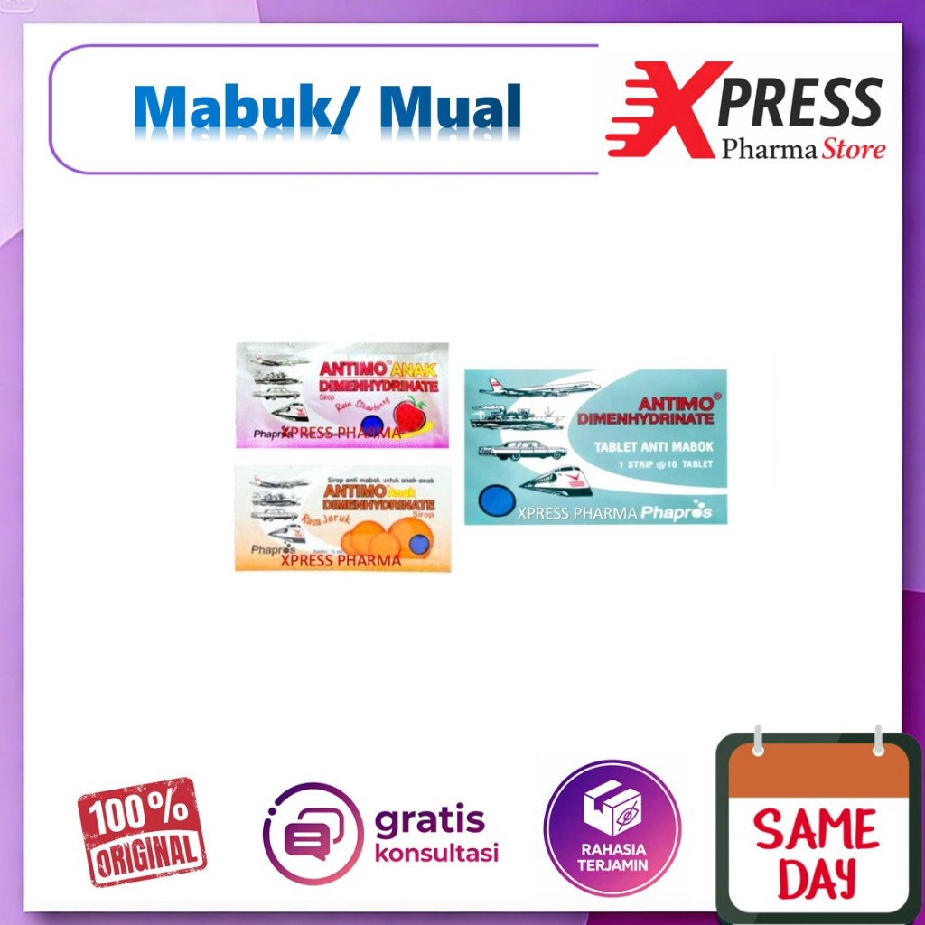XPRESS  Antimo Dewasa / Anak Tablet Anti Mabuk Cair Sirup Sachet Syrup Obat