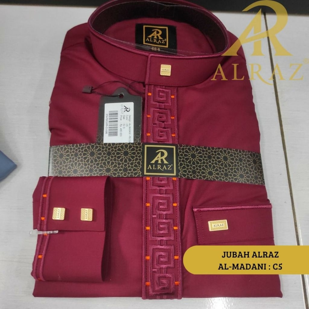 JUBAH ALRAZ AL MADANI | Gamis Al Raz Bordir Premium Lengan Manset Dewasa Model Kekinian Desain Bordi