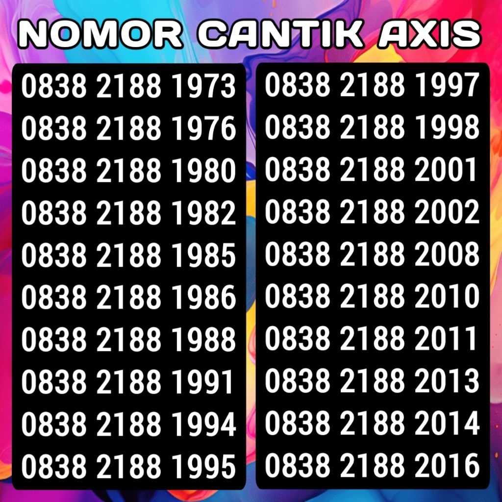 KARTU PERDANA NOMOR CANTIK AXIS 2188 TAHUN