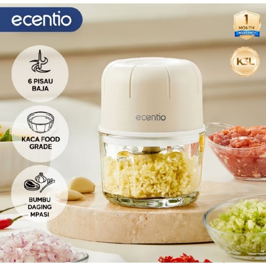 PRELOVED Ecentio peralatan dapur chopper 250ml 6 pisau mini coper daging dan bumbu halus