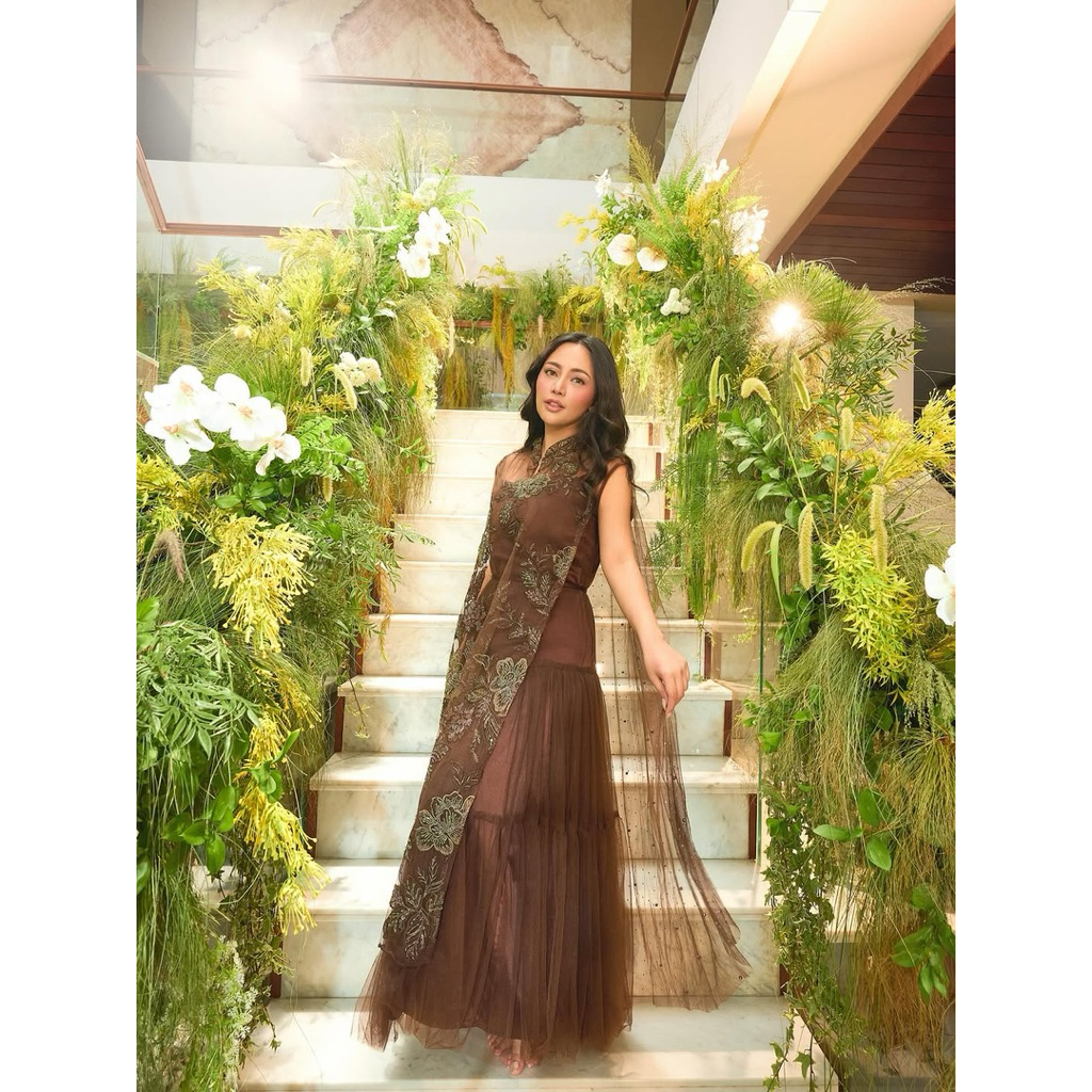 SEWA | RENT Helena Mahogany Dress Kondangan Lamaran Party Brown