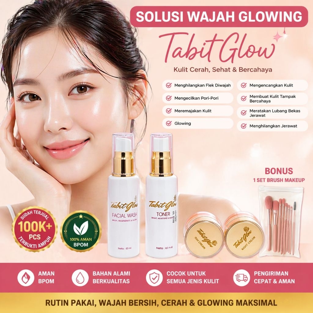 BONUS BRUSH TABITGLOW SKINCARE CREAM FLEK GLOWING  MENCERAHKAN  WAJAH 1 SET BPOM - MEMUTIHKAN WAJAH