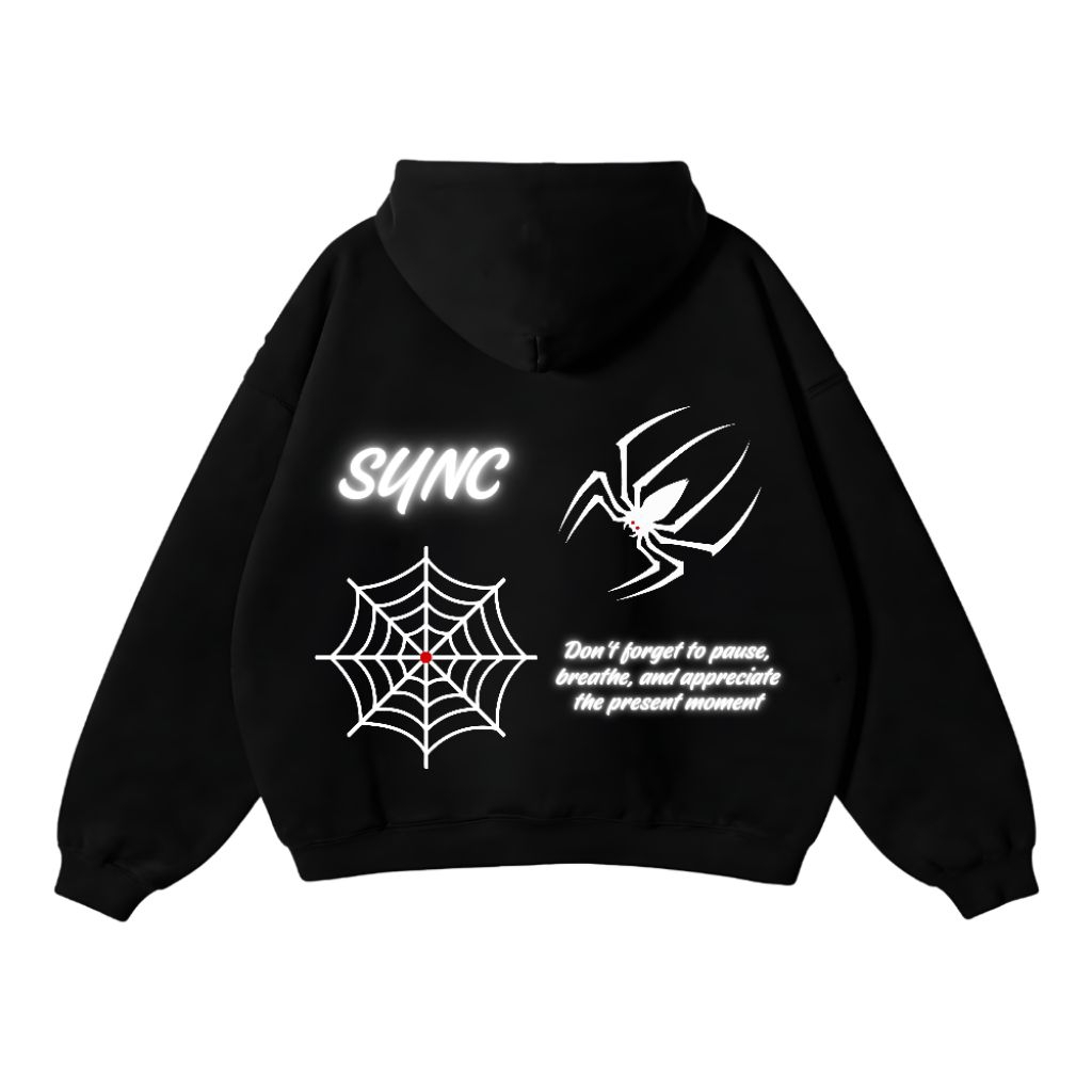 Luxurious - Hoodie Boxy Nyala Heavyweight Fleece Cotton Pria Wanita Hitam