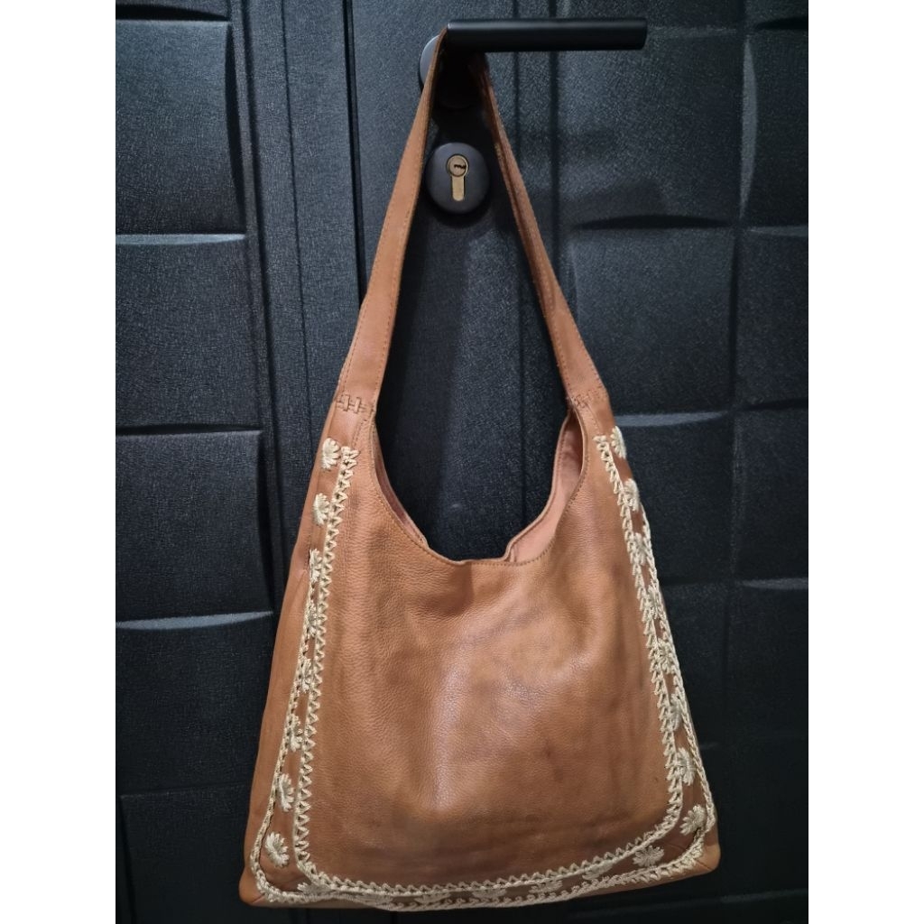 Tas kulit vintage aksen bordir the sak