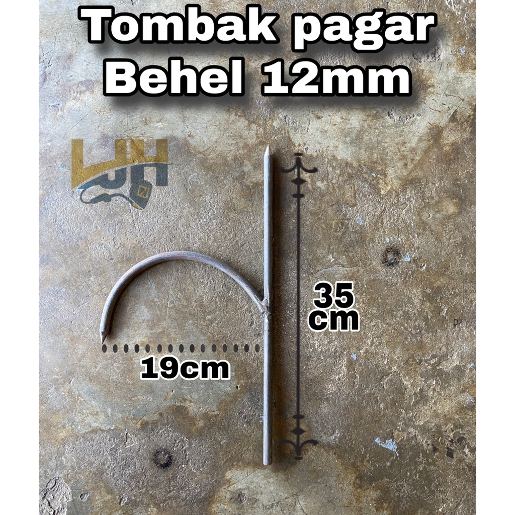 Tombak pagar besi , tombak pagar rumah , behel 12mm. tinggi 35cm lebar 19cm.