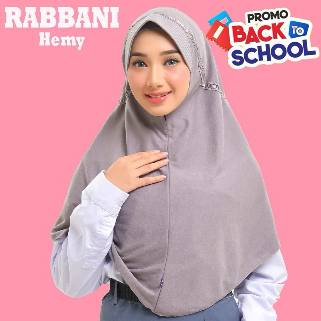 Rabbani ORI - Kerudung Sekolah Instan Hemy ukuran L Promo Back To School 2026