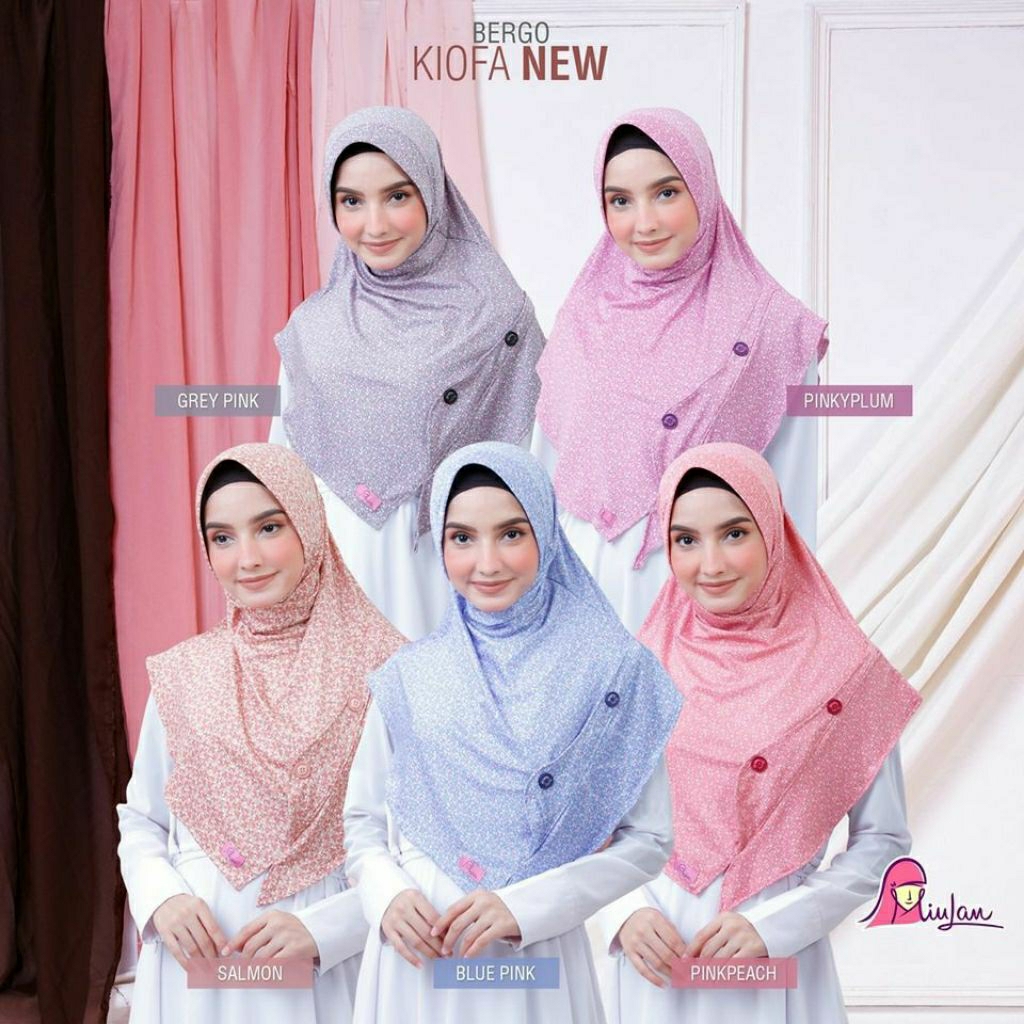 bergo kiofa/bergo motif bunga/miulan hijab dewasa