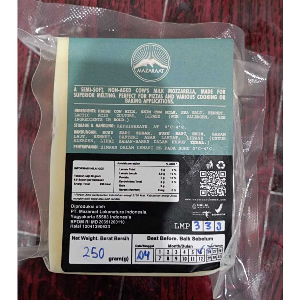 Mazaraat Low Fat Mozzarella 250gr