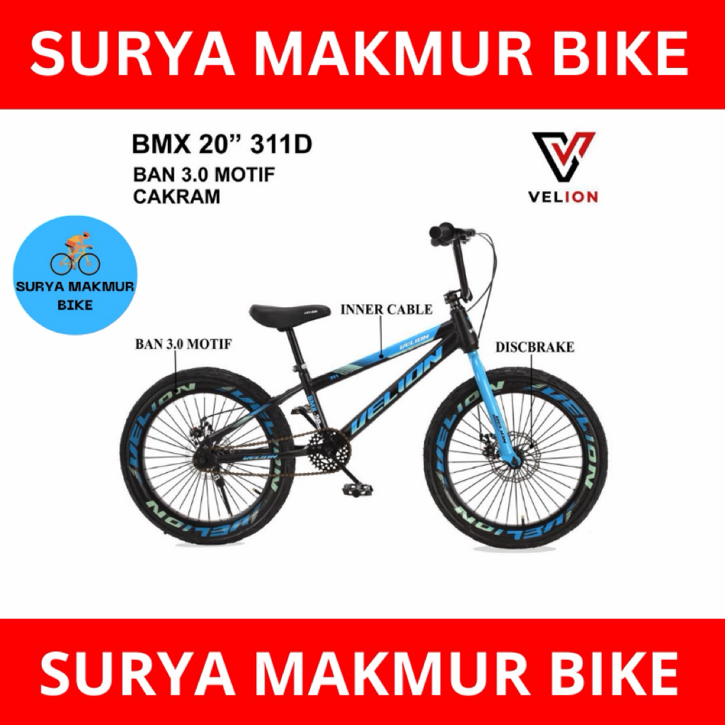 Sepeda anak laki Bmx 20 Inch Velion 311D Rem Cakram ban 3.0