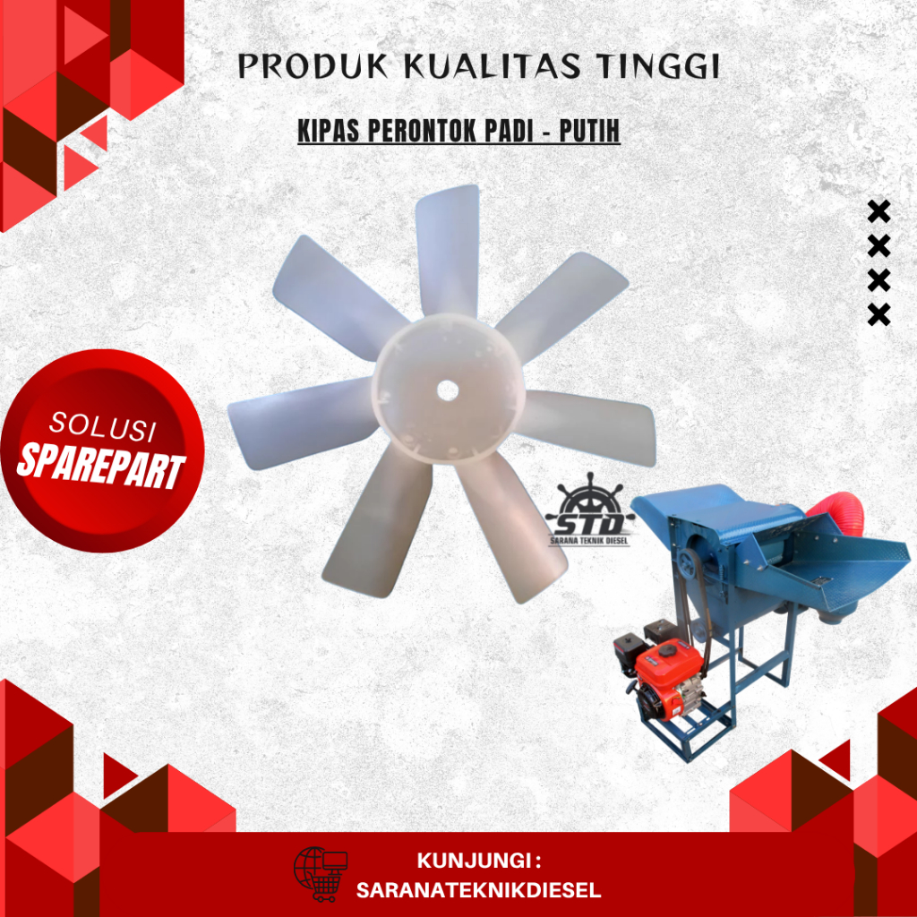 Velvet_Chic Kipas Perontok Padi Merah Anti Pecah Tleser Padi Tebal Sirip Bahan Kuat Tidak Mudah