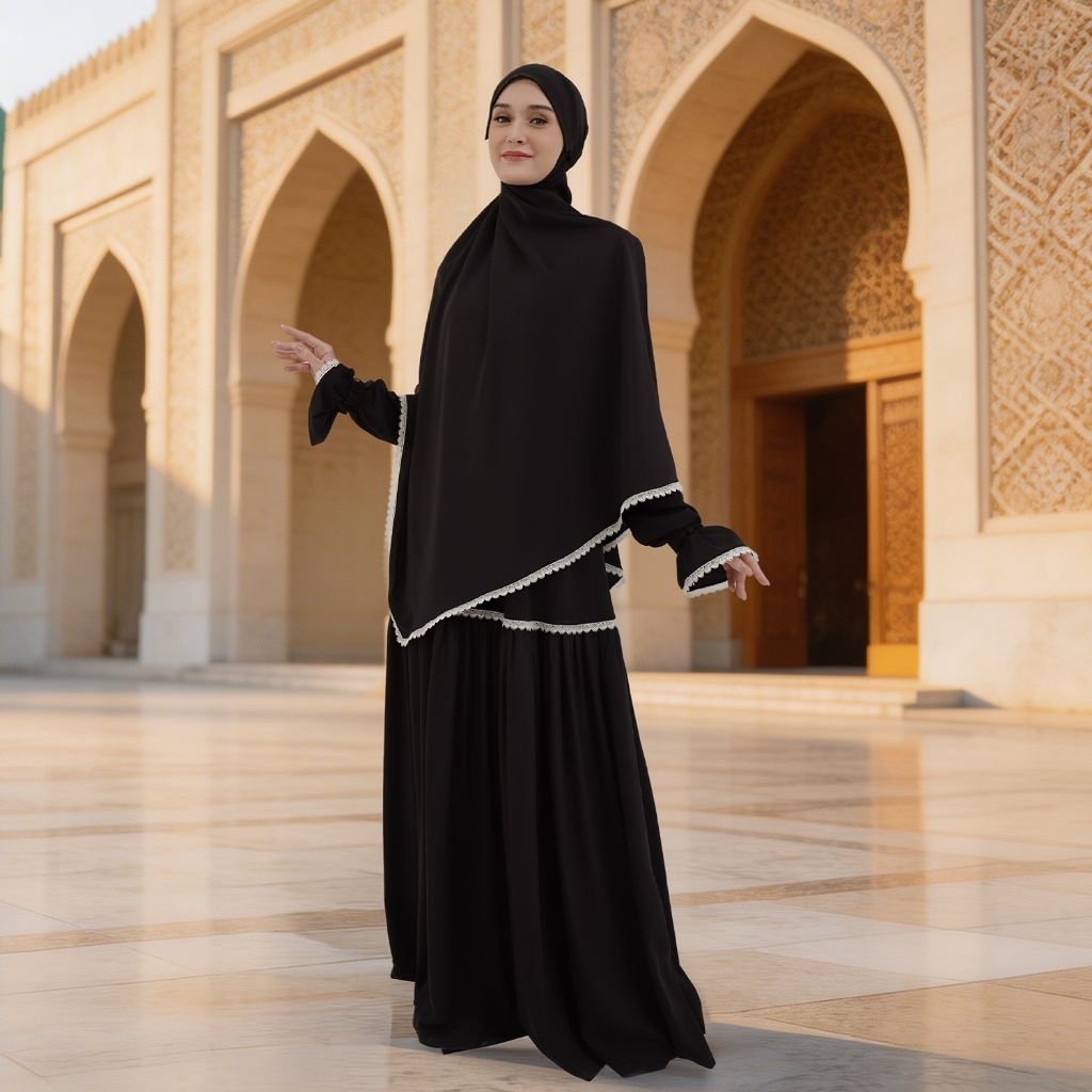 MANDJHA Salvina Black Dress Ray By IVAN GUNAWAN | Busana Muslim Modest ORIGINAL