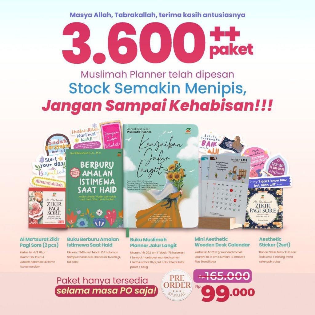 Agenda Muslimah Planner 2026: Al-Ma’tsurat, Ramadhan Tracker, Fullcolor