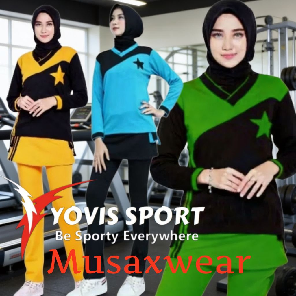 Stelan Baju Senam Muslimah Yovis sport/ Stelan Baju Senam Muslimah Cargo